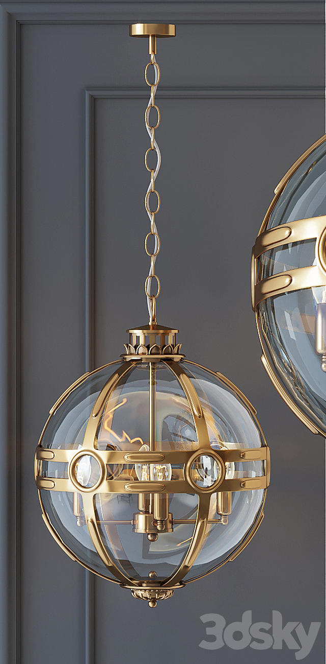 Chandelier Eichholtz Lantern Hagerty Brass 3DS Max Model - thumbnail 2