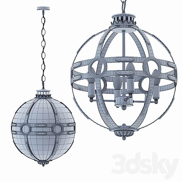 Chandelier Eichholtz Lantern Hagerty Brass 3DS Max Model - thumbnail 3