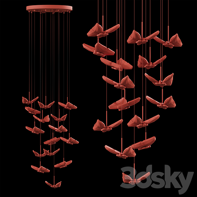 Chandelier Fly Butterfly 3DS Max Model - thumbnail 3