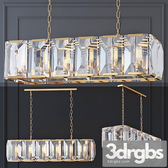 Chandelier harlow crystal square gold 3dsmax Download - thumbnail 1