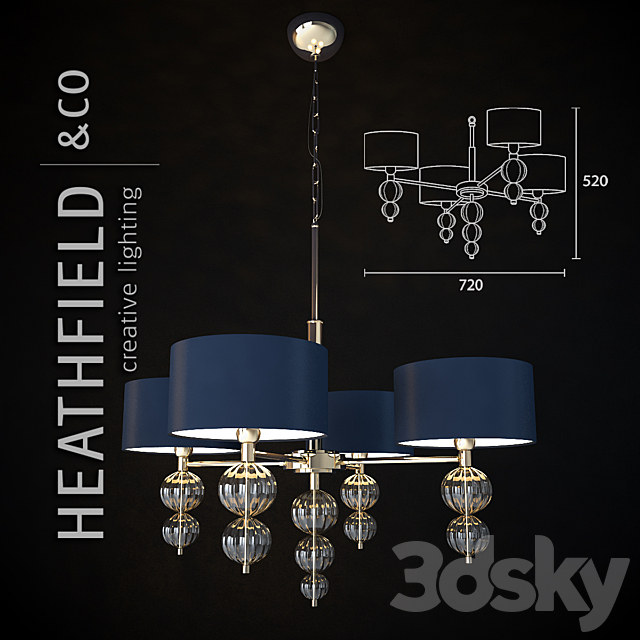 Chandelier Heathfield ALETTE CHANDELIER NICKEL OPAL JADE 3DSMax File - thumbnail 1