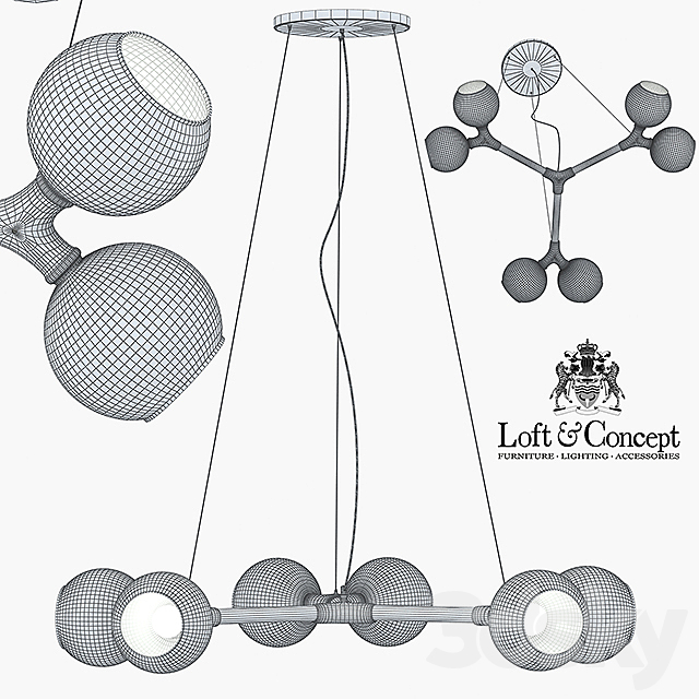 Chandelier Horus Suspension Light 6 3DSMax File - thumbnail 3