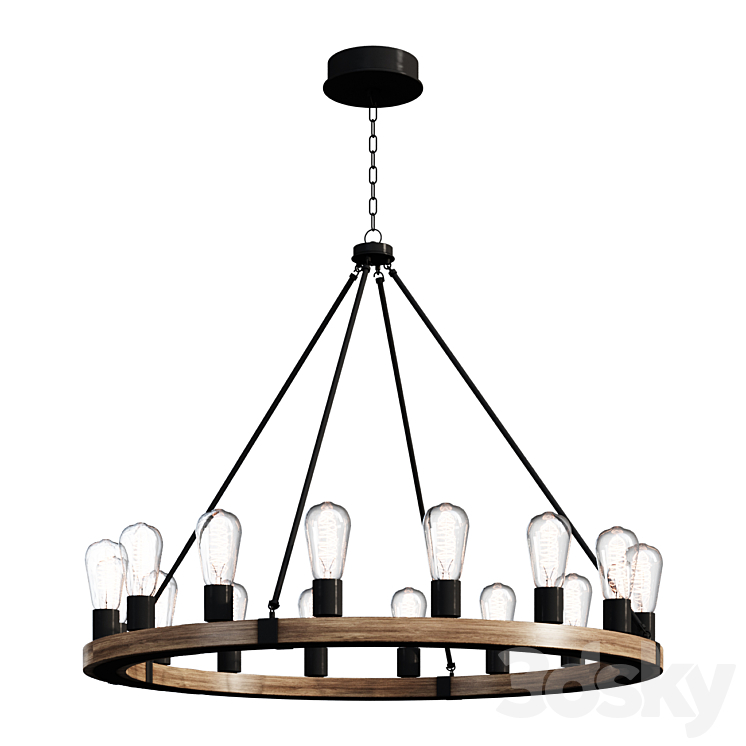 Chandelier INDUSTRIAL FARMHOUSE CHANDELIER SKU CH18143 lamp 3DS Max Model - thumbnail 1