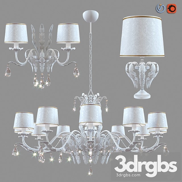 Chandelier lamp and sconce masiero acantia 12 wh-m 3dsmax Download - thumbnail 1