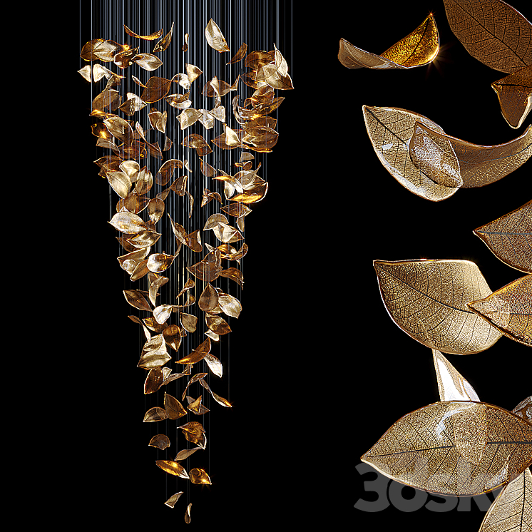 Chandelier Light Vargov – Frozen Leaves 3DS Max Model - thumbnail 1