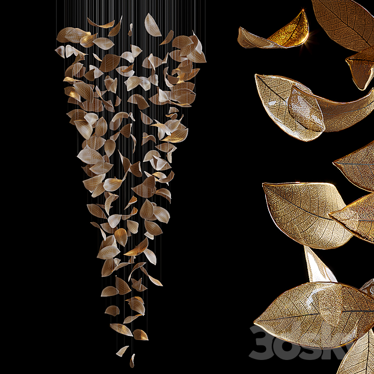 Chandelier Light Vargov – Frozen Leaves 3DS Max Model - thumbnail 2