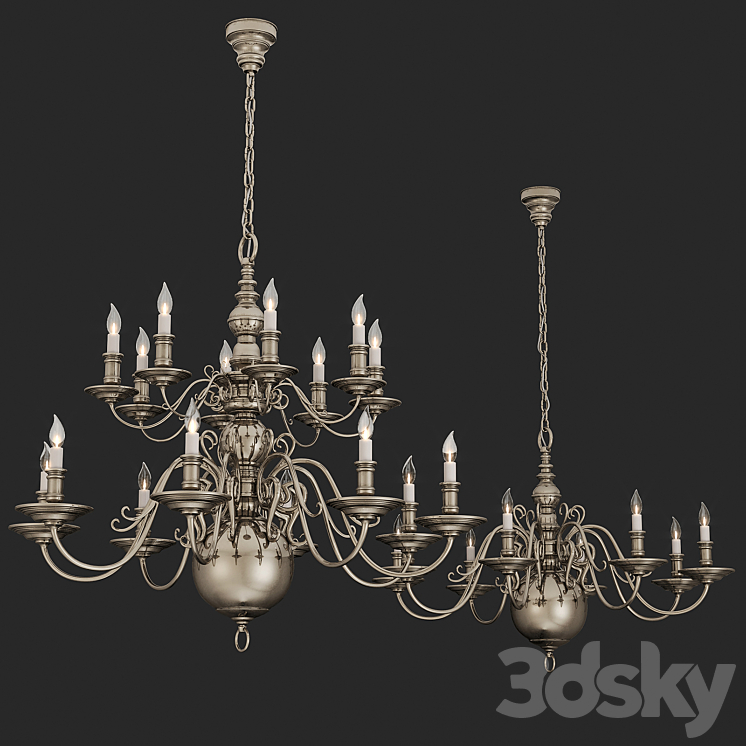 Chandelier Lillianne Sixteen-Light Chandelier 3DS Max Model - thumbnail 1