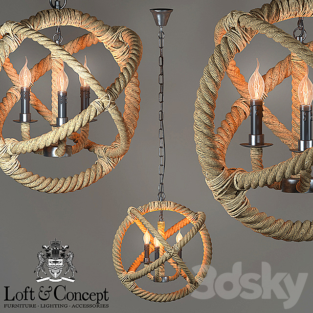 Chandelier Loft American Sphere 3DS Max Model - thumbnail 3