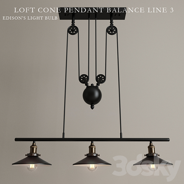 Chandelier “Loft Cone Pendant Balance Line 3” 3DS Max Model - thumbnail 1