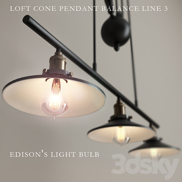 Chandelier “Loft Cone Pendant Balance Line 3” 3DS Max Model - thumbnail 2