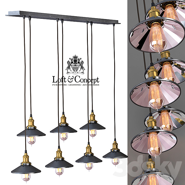 Chandelier Loft Cone Pendant Reflector 7 Line 3DSMax File - thumbnail 2