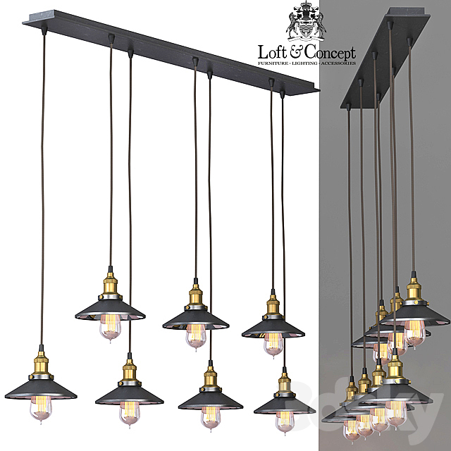 Chandelier Loft Cone Pendant Reflector 7 Line 3DSMax File - thumbnail 3