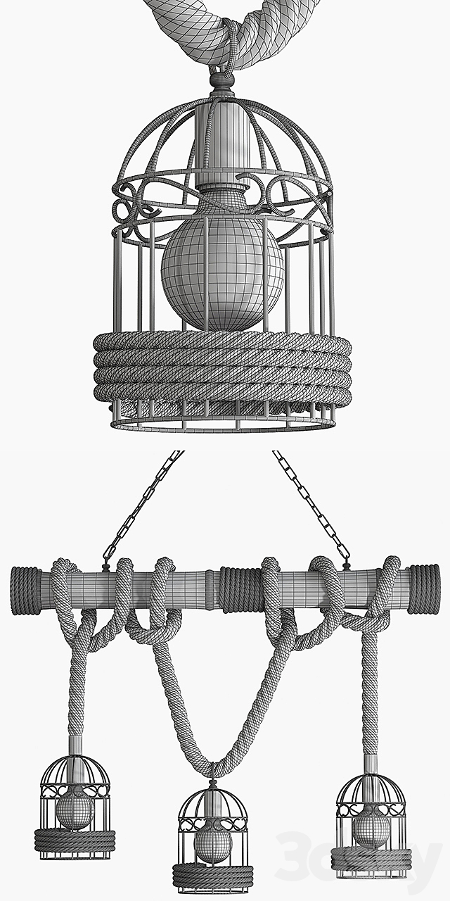 Chandelier Loft Rope Chandelier 3DSMax File - thumbnail 3