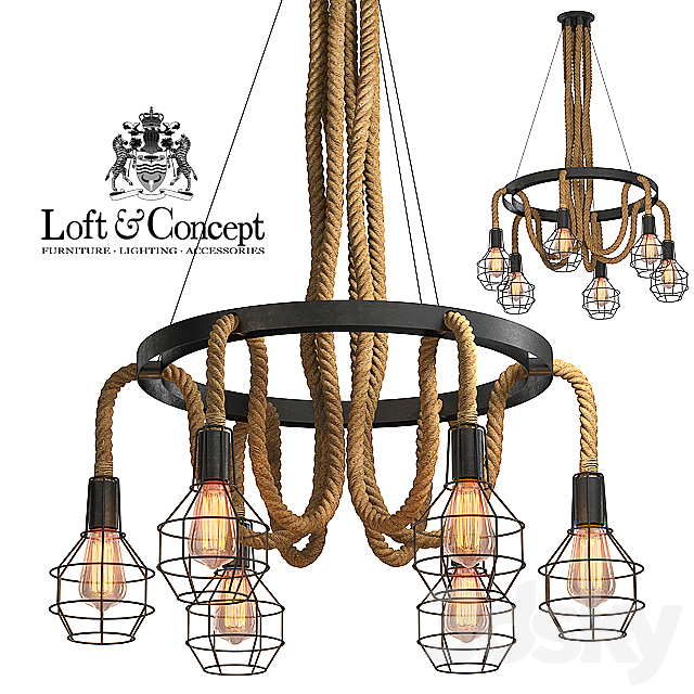 Chandelier Loft Rope Chandelier cage VI 3DSMax File - thumbnail 1