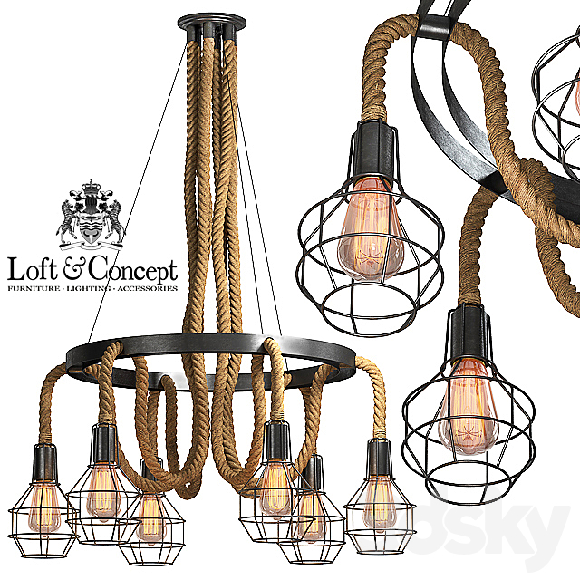 Chandelier Loft Rope Chandelier cage VI 3DSMax File - thumbnail 2