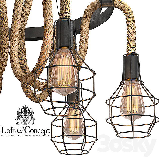 Chandelier Loft Rope Chandelier cage VI 3DSMax File - thumbnail 3