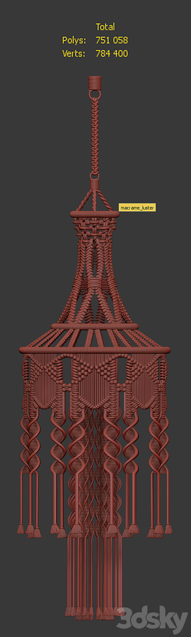 Chandelier macrame 3DS Max Model - thumbnail 3