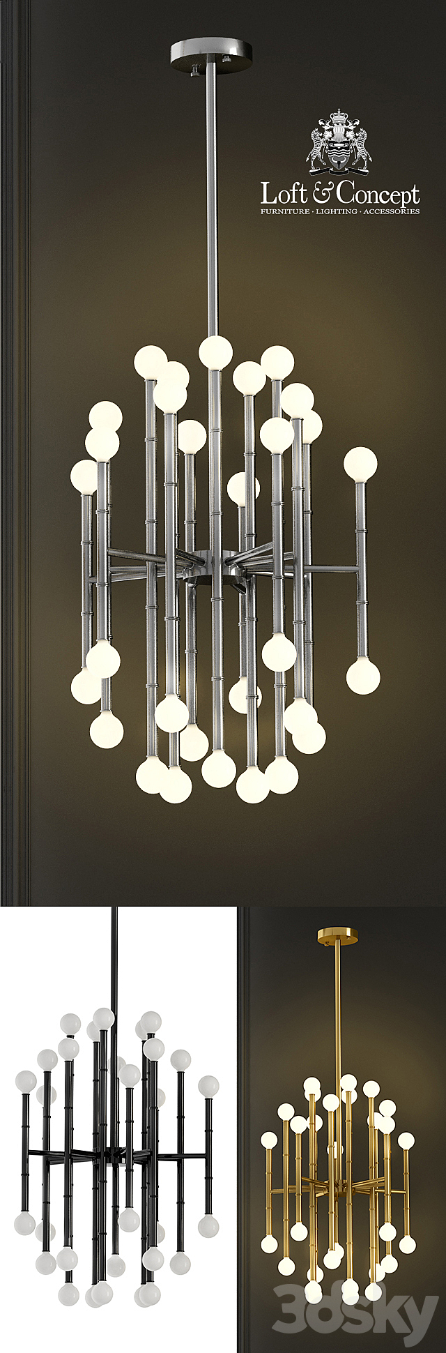 Chandelier Meurice Chandelier Jonathan Adler 3DSMax File - thumbnail 2