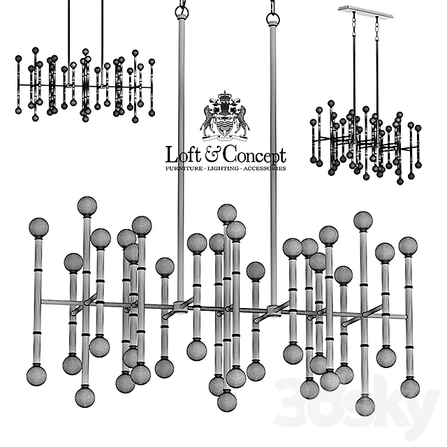 Chandelier Meurice Rectangular Chandelier Jonathan Adler 3DS Max Model - thumbnail 3