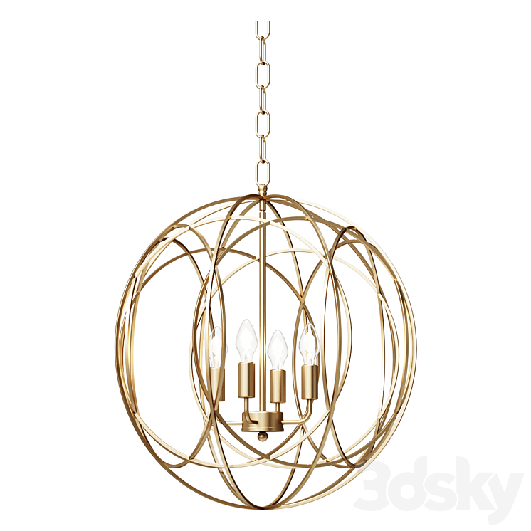 Chandelier Modern Chic Gold 4-Light Iron Chandelier Orb Chain Hanging Geometric Ceiling Lamp 3DS Max Model - thumbnail 1