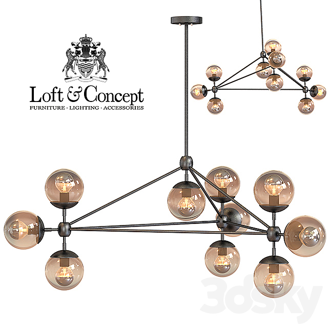 Chandelier Modo Chandelier 10 Globes 3DS Max Model - thumbnail 1