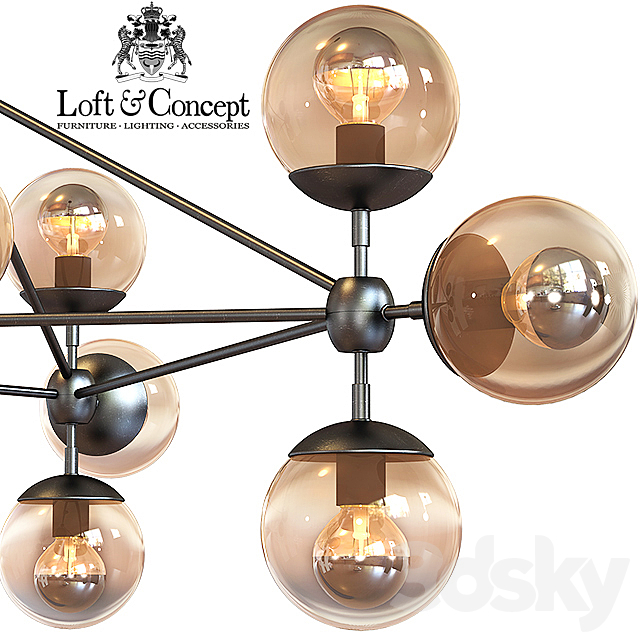 Chandelier Modo Chandelier 10 Globes 3DS Max Model - thumbnail 3