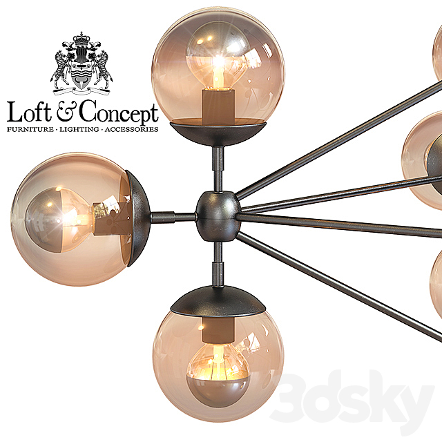 Chandelier Modo Chandelier 15 Globes 3DS Max Model - thumbnail 3