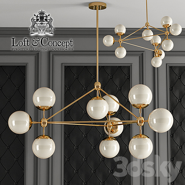 Chandelier Modo Chandelier White Glass 3DSMax File - thumbnail 1