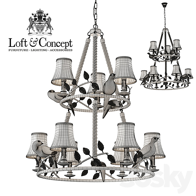 Chandelier Norman Bird Forest Patina 9 3DSMax File - thumbnail 3