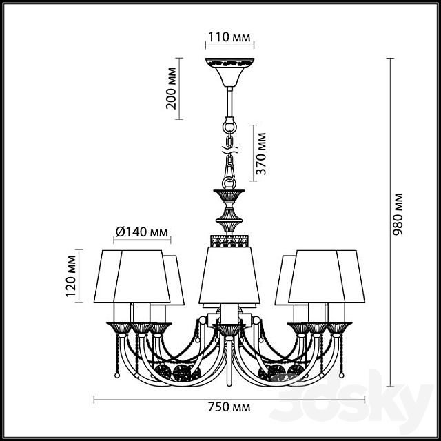 Chandelier Odeon Light 3222_8 IGNESSA 3DS Max Model - thumbnail 2