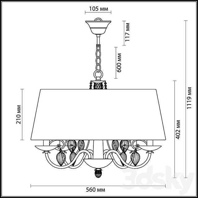 Chandelier ODEON LIGHT 3921_4 NIAGARA 3DS Max Model - thumbnail 2