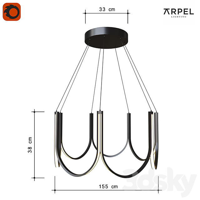 Chandelier pendant ARPEL Lighting U7 3DSMax File - thumbnail 1