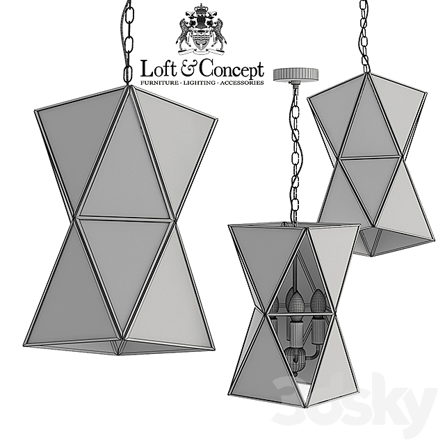 Chandelier PolyPyramid Glass Pendant 4 Cognac 3DSMax File - thumbnail 3