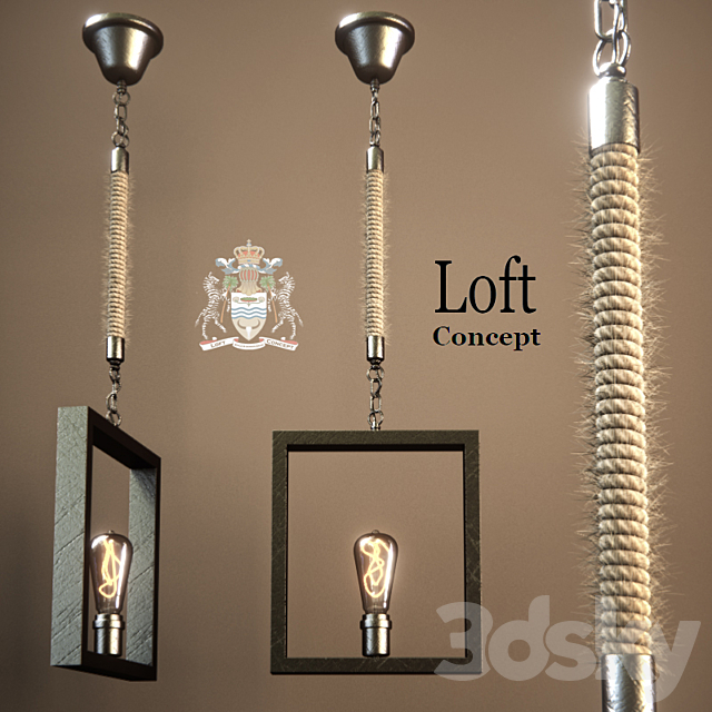 Chandelier Quadrate Loft Rope Light 3DSMax File - thumbnail 1