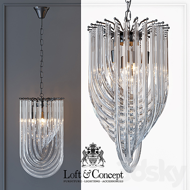 Chandelier Retro Frozen Glass Chandelier 30 Champagne 3DSMax File - thumbnail 1