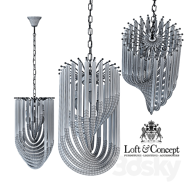 Chandelier Retro Frozen Glass Chandelier 30 Champagne 3DSMax File - thumbnail 3