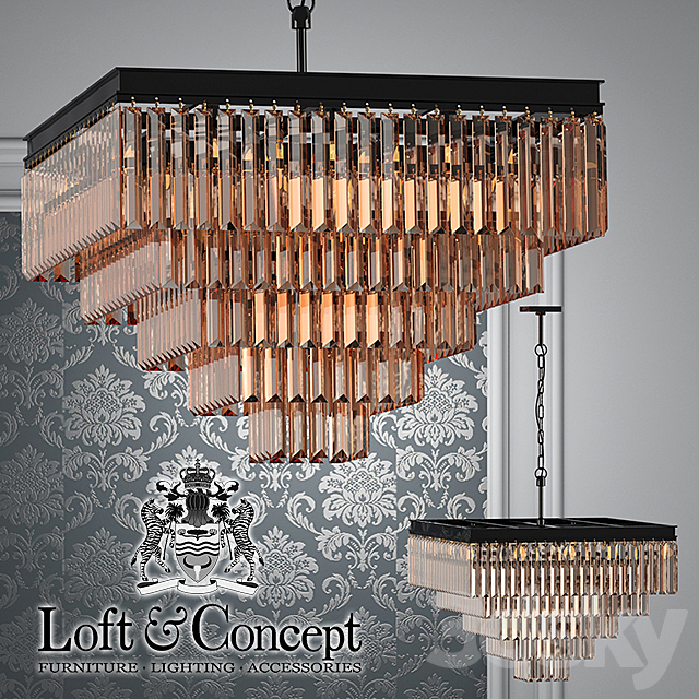 Chandelier RH 1920s Odeon Clear Glass Fringe Chandelier – 5 square 3DSMax File - thumbnail 1