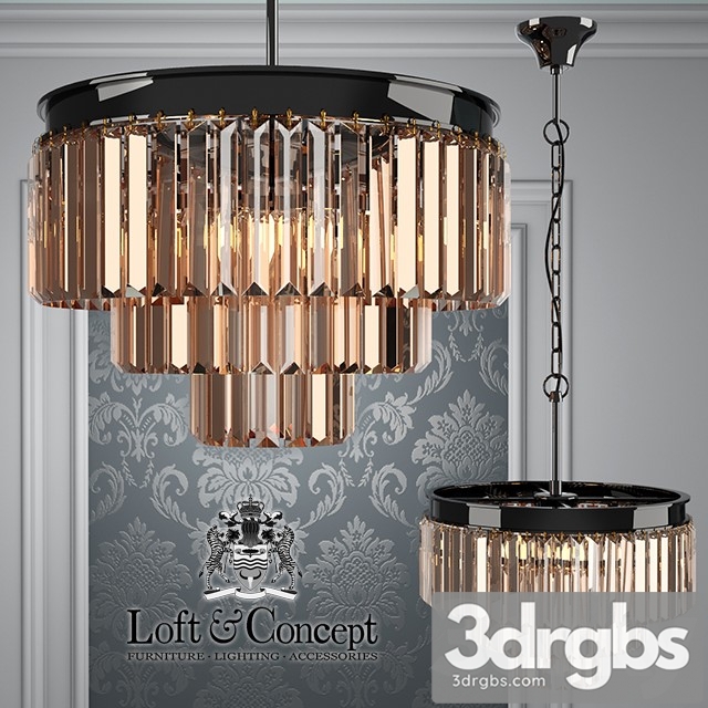 Chandelier RH 1920s Odeon Smoke Glass Fringe 3dsmax Download - thumbnail 1