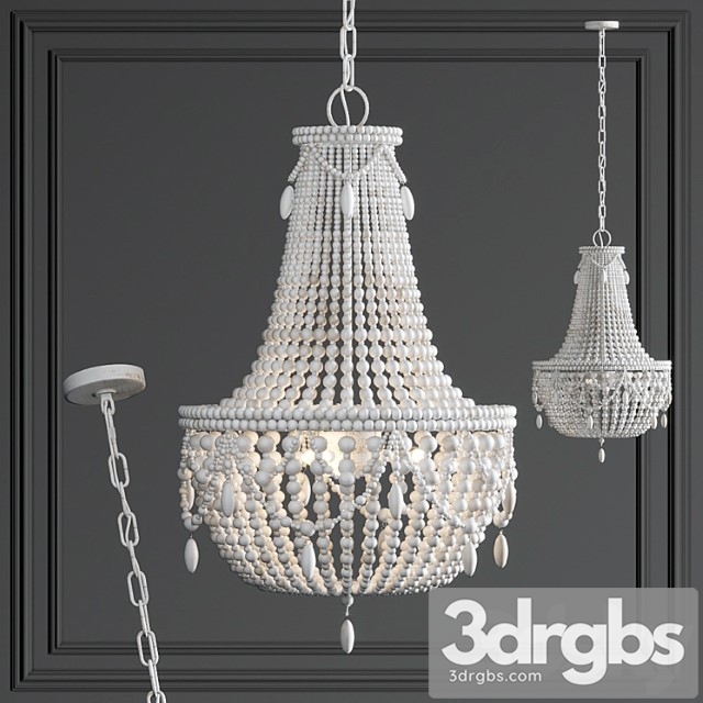 Chandelier rh anselme white wood large chandelier 3dsmax Download - thumbnail 1