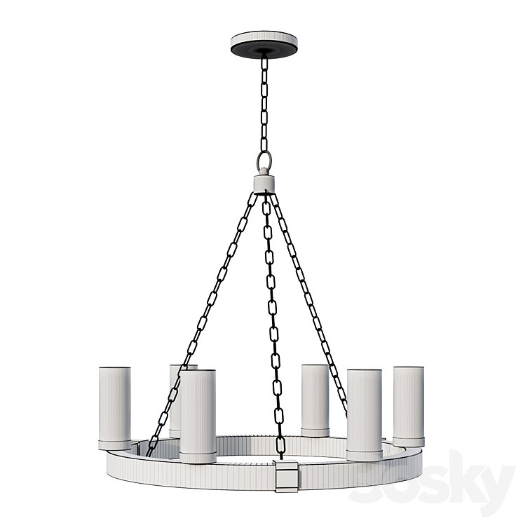 Chandelier Seeded Contrast Outdoor Ring Chandelier – 6 Light lamp 3DS Max Model - thumbnail 2