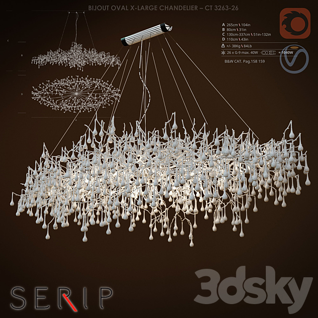 Chandelier SERIP BIJOUT OVAL X-LARGE CHANDELIER 3DSMax File - thumbnail 3