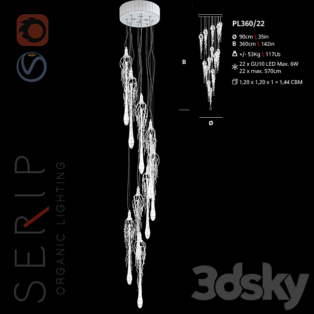 Chandelier SERIP Schematics PL370_13 3DSMax File - thumbnail 2