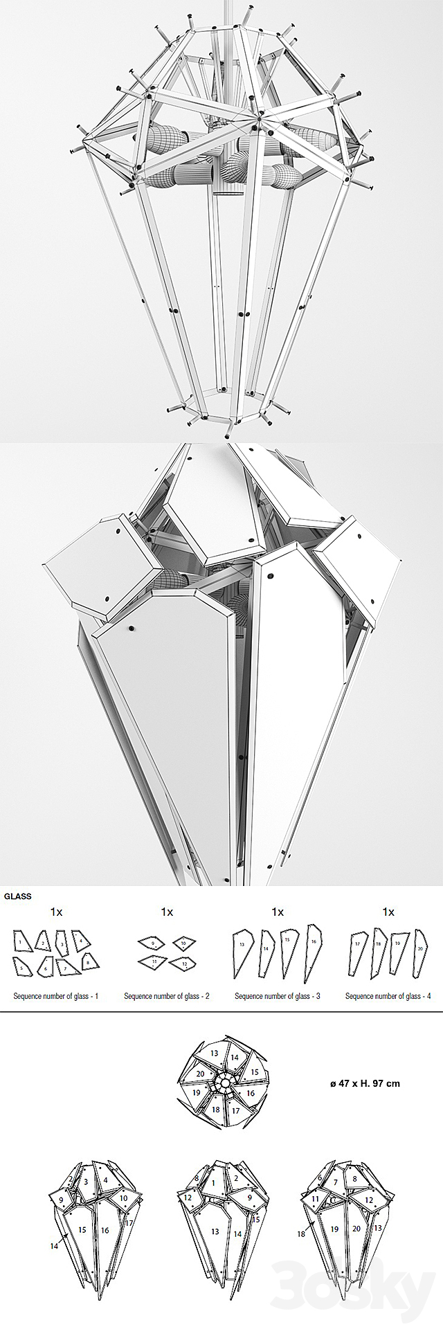 Chandelier Shard 3DS Max Model - thumbnail 3