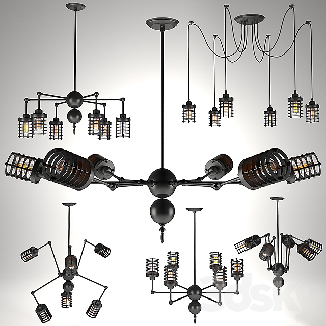 Chandelier “Spider”. Style loft. 3DSMax File - thumbnail 1