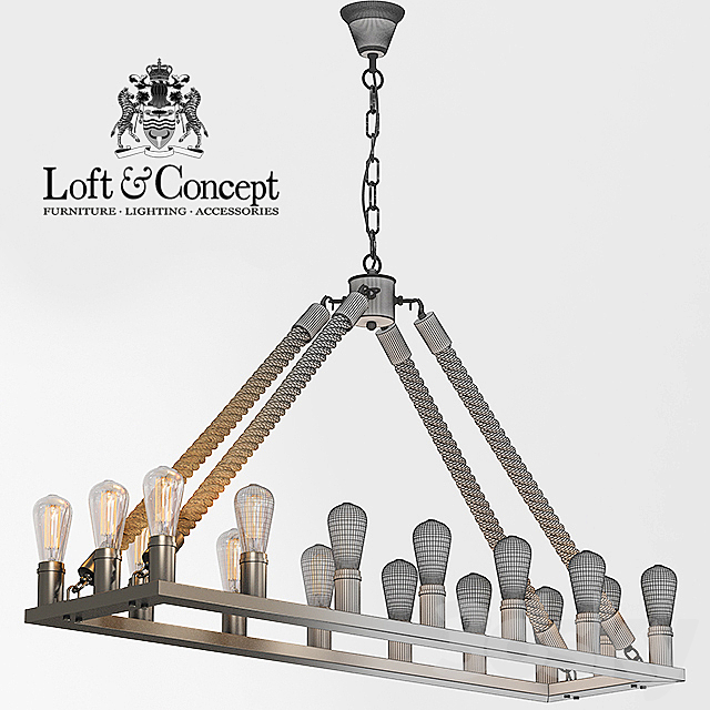 Chandelier Square Large Loft Rope Ligh 3DS Max Model - thumbnail 3