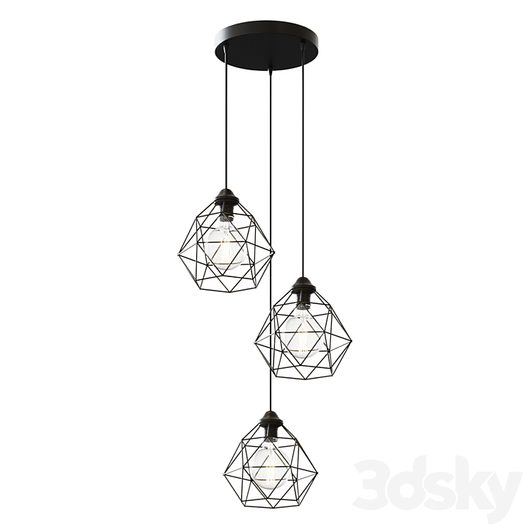 Chandelier VITALUCE Tara black trio 3xE27 max. 40W # 80397048 3DS Max Model - thumbnail 1