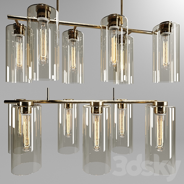 Chandelier west elm Glass Cylinder Chandelier 3DSMax File - thumbnail 1