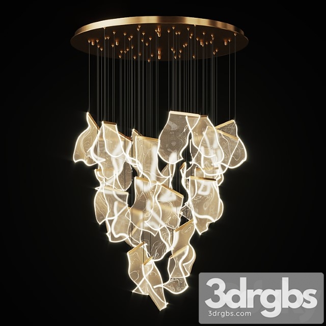 Chandelier with curved acrylic plates miran 28 3dsmax Download - thumbnail 1