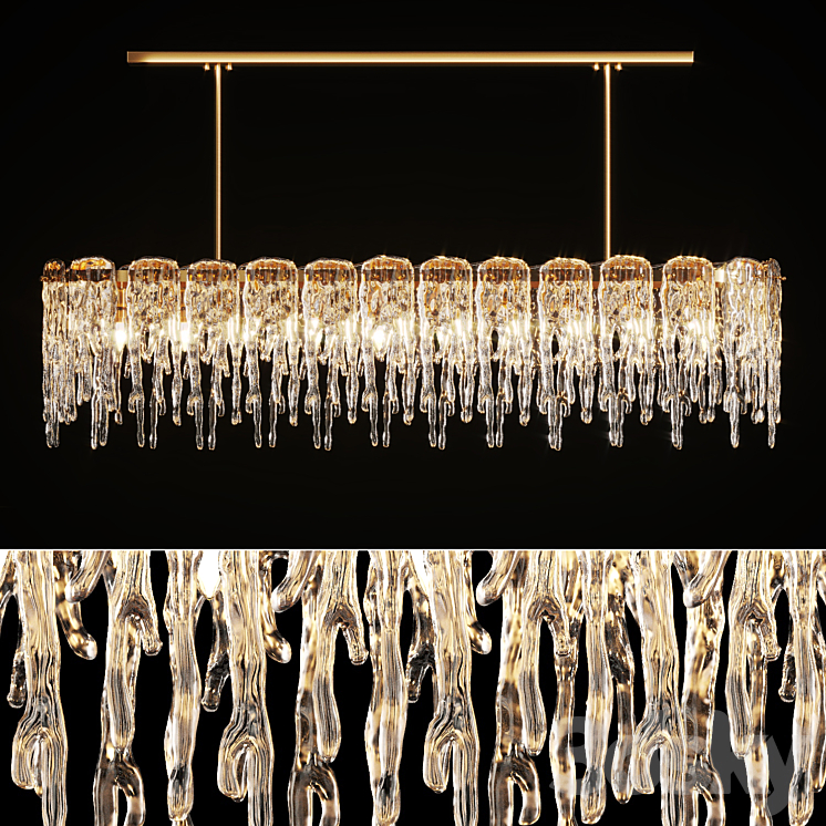 Chandelier with Ice Plates Spring Long M 3DS Max Model - thumbnail 1