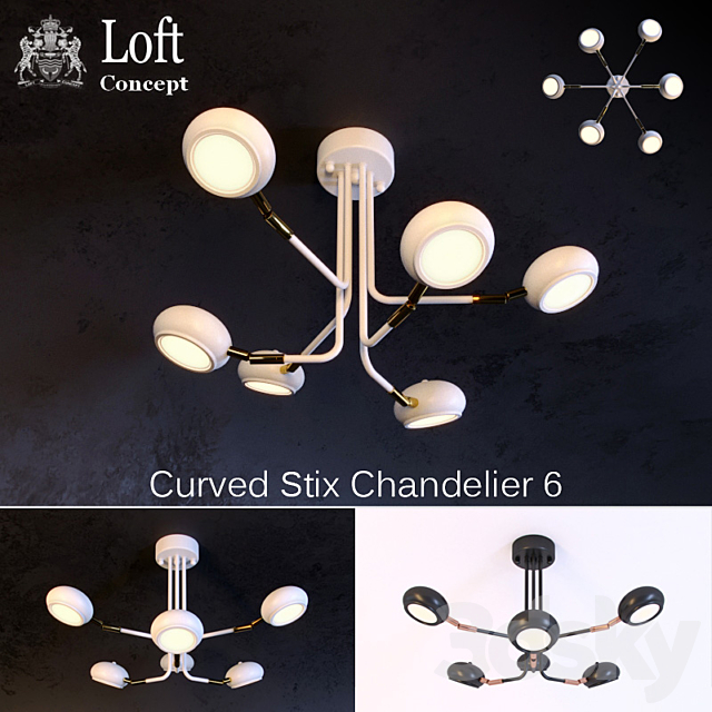 Chandeliers Curved Stix 3DSMax File - thumbnail 1